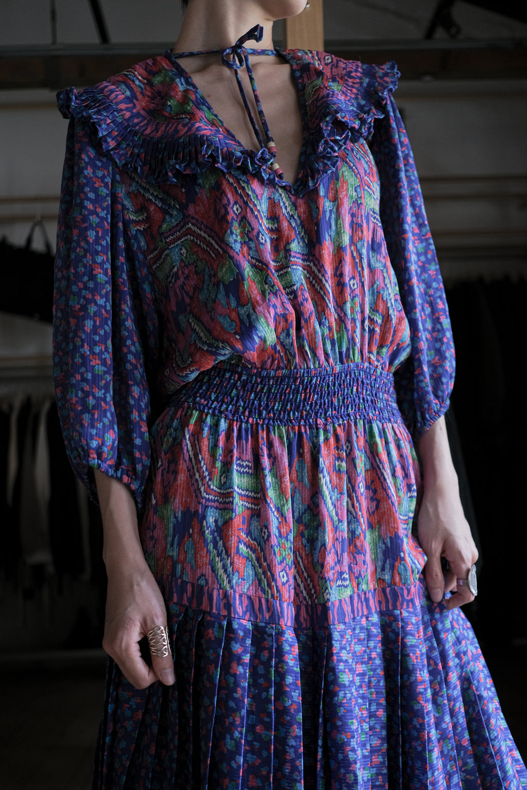 Vintage Romantic Maxi Flowy Boho Pattern Dress / 古著波西米亞風洋裝