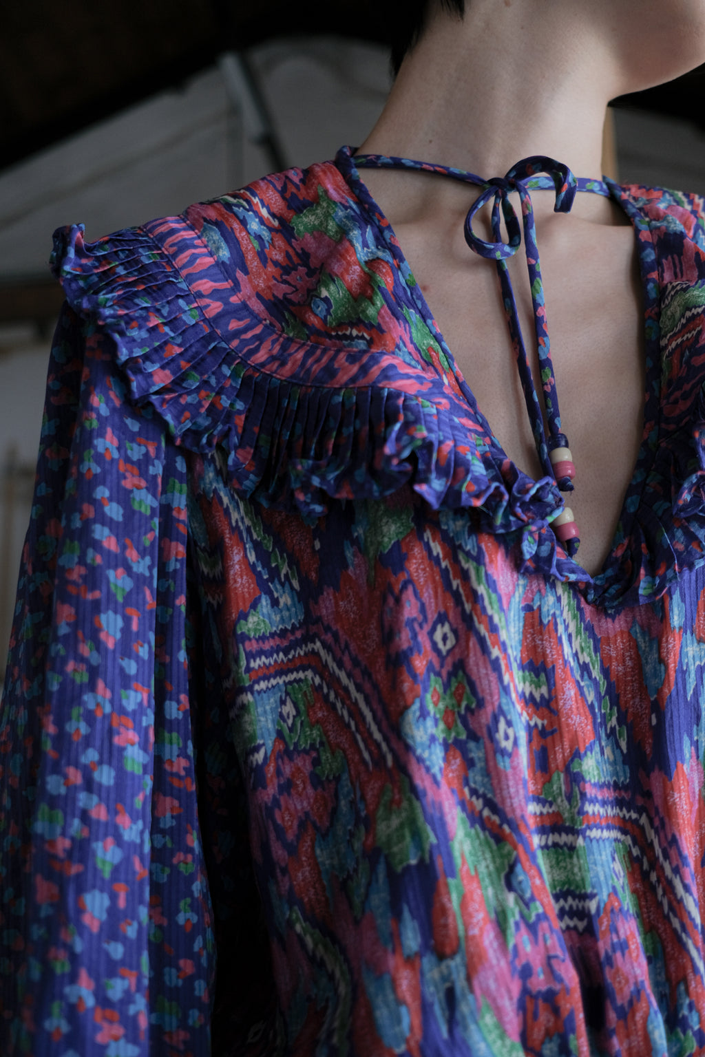 Vintage Romantic Maxi Flowy Boho Pattern Dress / 古著波西米亞風洋裝