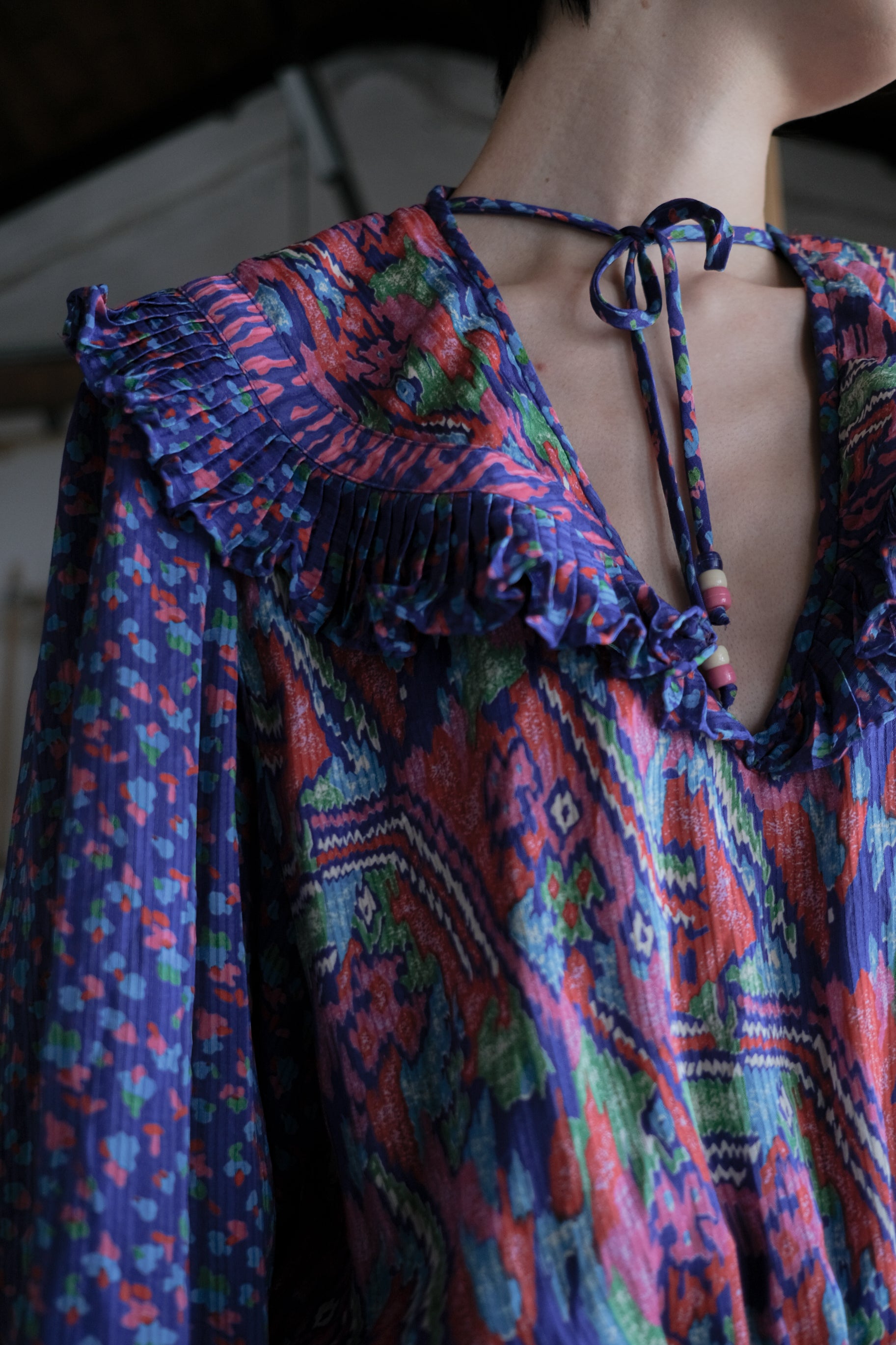 Vintage Romantic Maxi Flowy Boho Pattern Dress / 古著波西米亞風洋裝