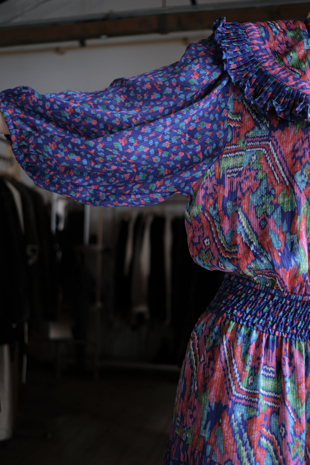Vintage Romantic Maxi Flowy Boho Pattern Dress / 古著波西米亞風洋裝