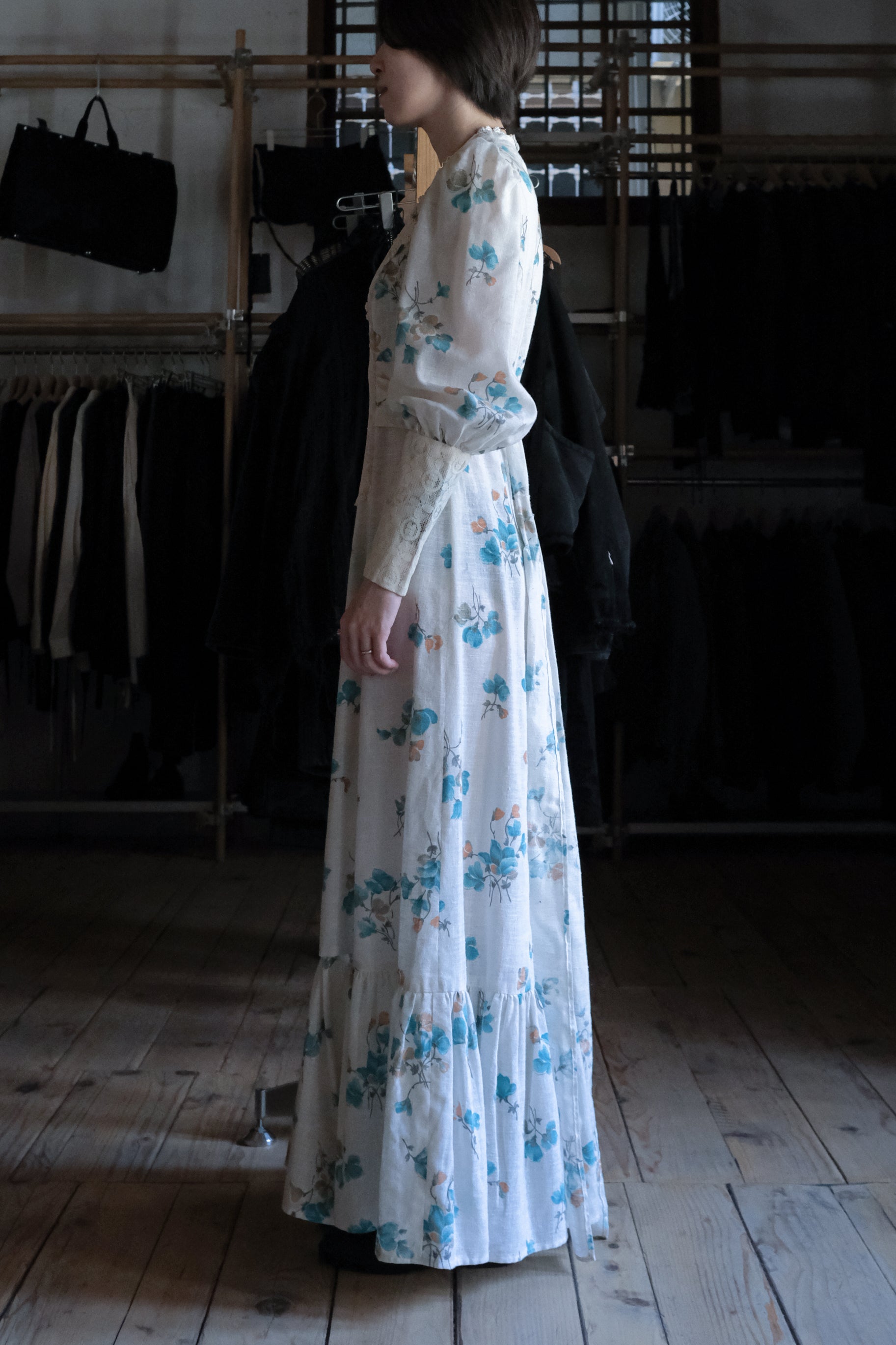 1970's Vintage Gunne Sax Style Floral Prairie Maxi Dress / 古著碎花草原風長洋裝