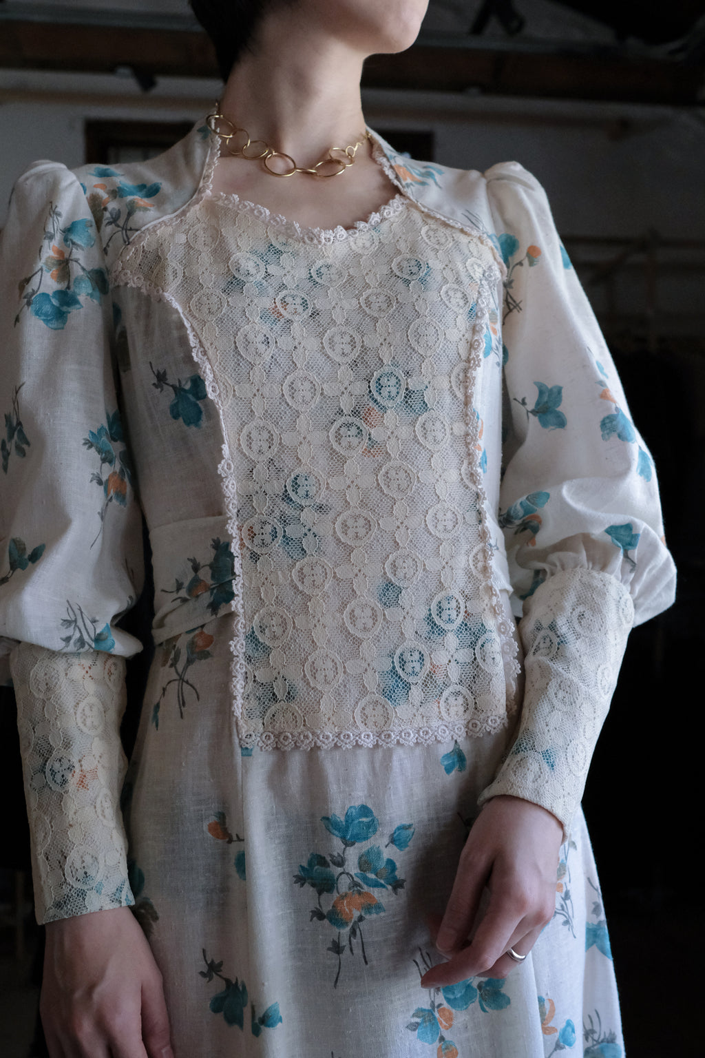 1970's Vintage Gunne Sax Style Floral Prairie Maxi Dress / 古著碎花草原風長洋裝