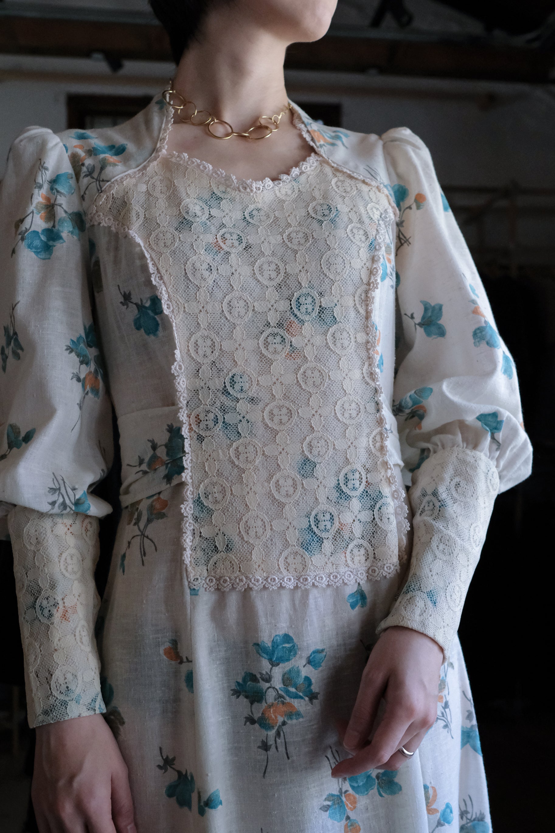 1970's Vintage Gunne Sax Style Floral Prairie Maxi Dress / 古著碎花草原風長洋裝