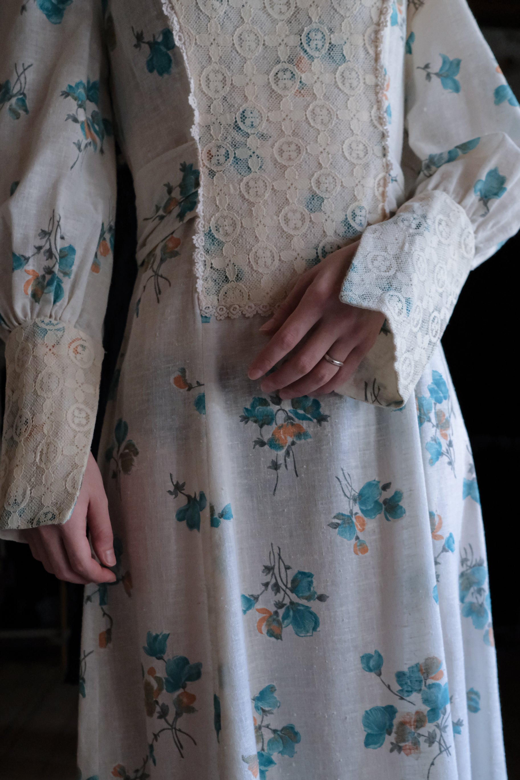 1970's Vintage Gunne Sax Style Floral Prairie Maxi Dress / 古著碎花草原風長洋裝