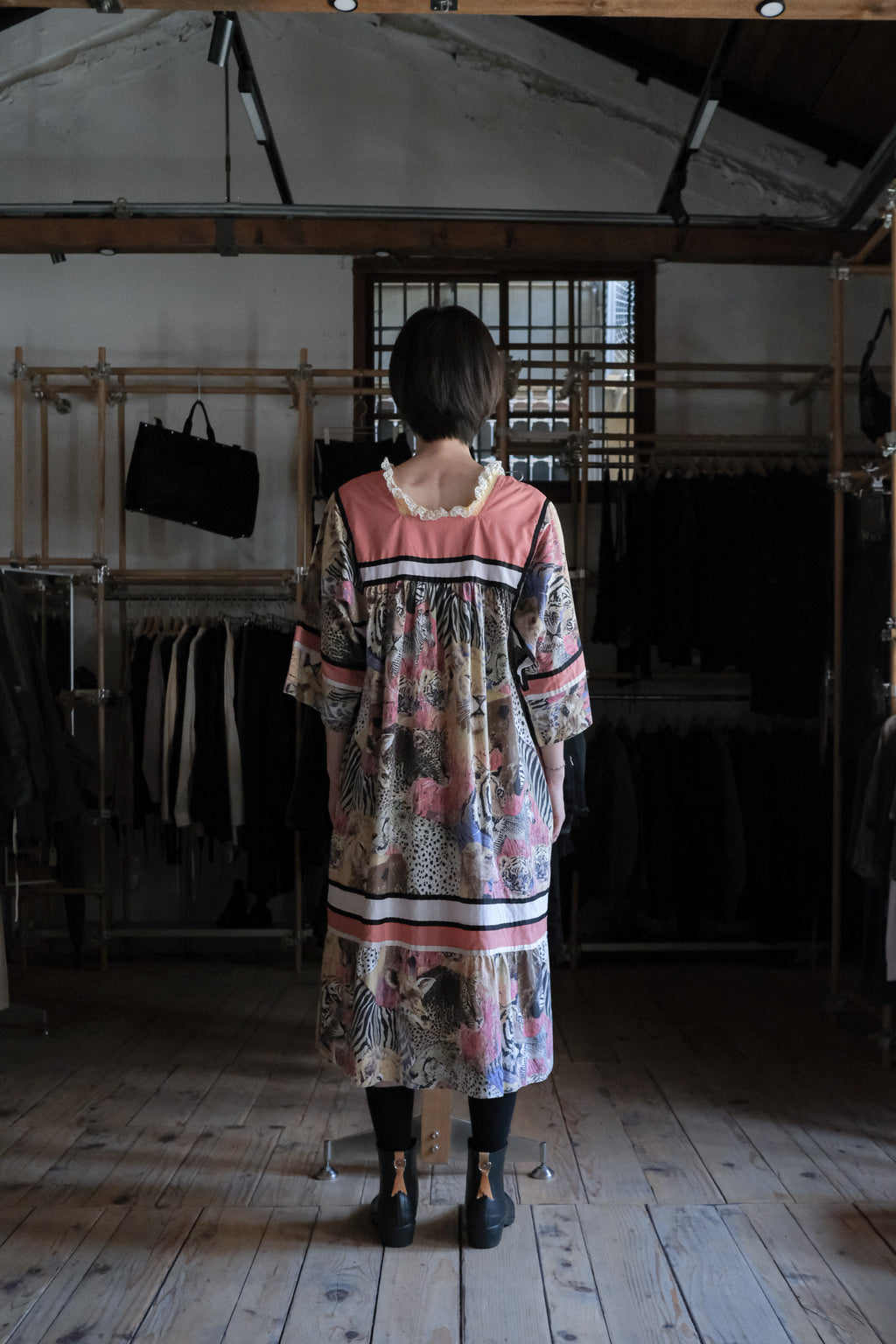 Vintage Animal Safari Graphic Print Muumuu Dress / 古著叢林萬獸印花穆穆洋裝