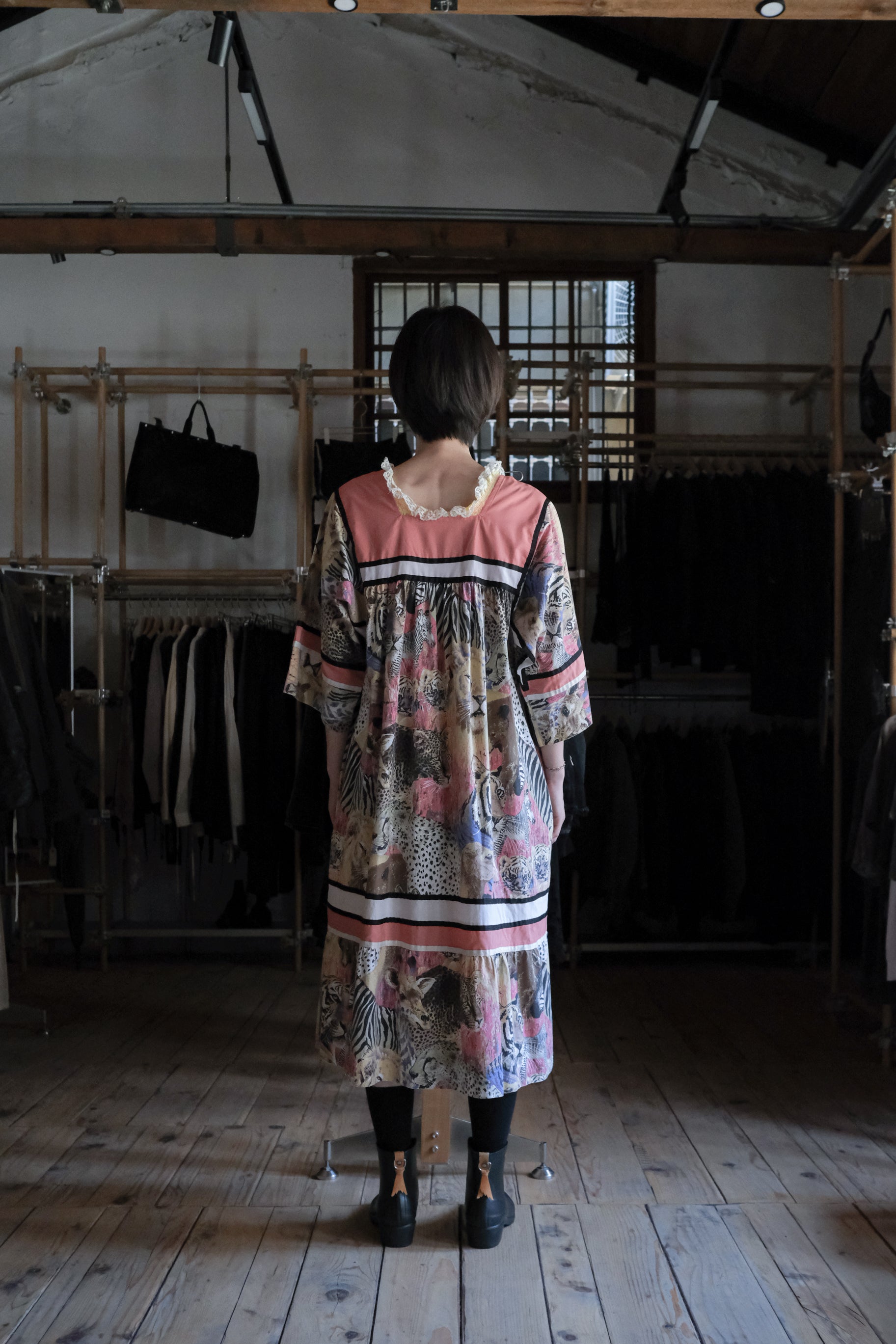 Vintage Animal Safari Graphic Print Muumuu Dress / 古著叢林萬獸印花穆穆洋裝