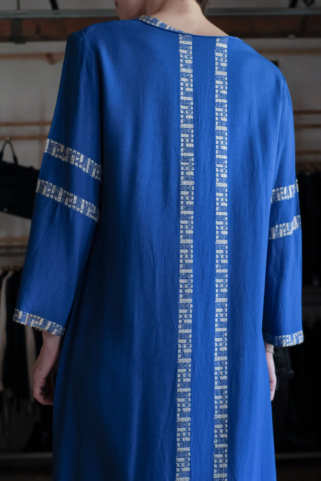 1970's Greek Yannis G. Nikou Hand Woven Kaftan / 希臘古著手工織纹圖騰長袍