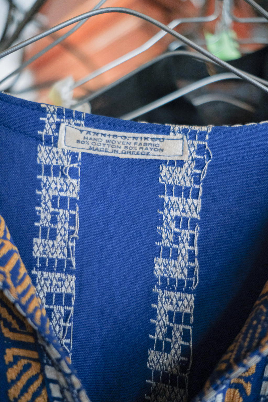 1970's Greek Yannis G. Nikou Hand Woven Kaftan / 希臘古著手工織纹圖騰長袍