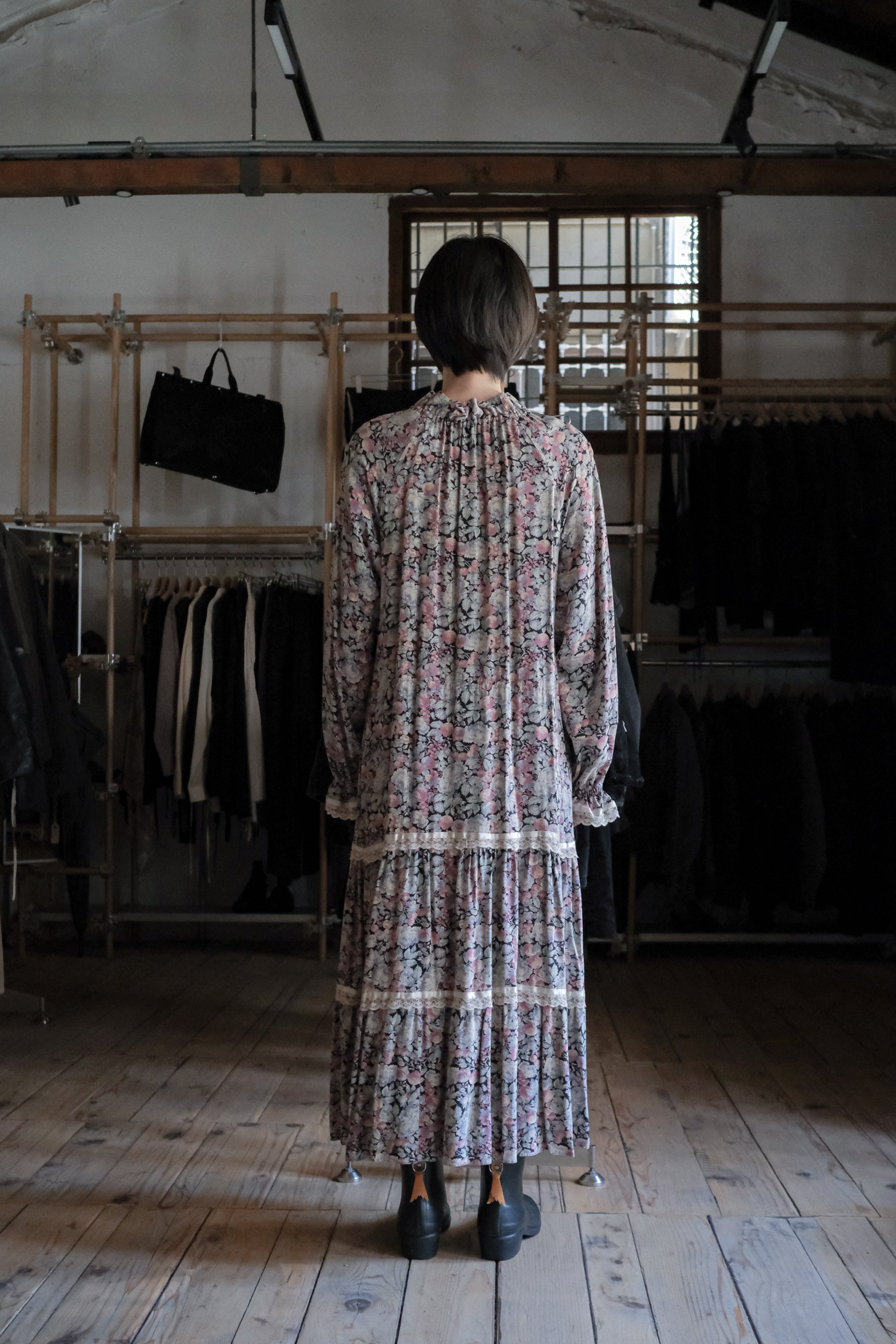 Vintage Floral Lace-Trimmed Prairie Dress / 古著碎花蕾絲拼接草原長洋裝