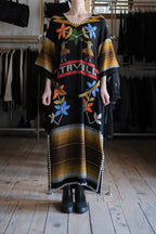 Mexican Vintage Cross-Stitch Huipil Belted Kaftan / 墨西哥古著十字繡綁帶長袍