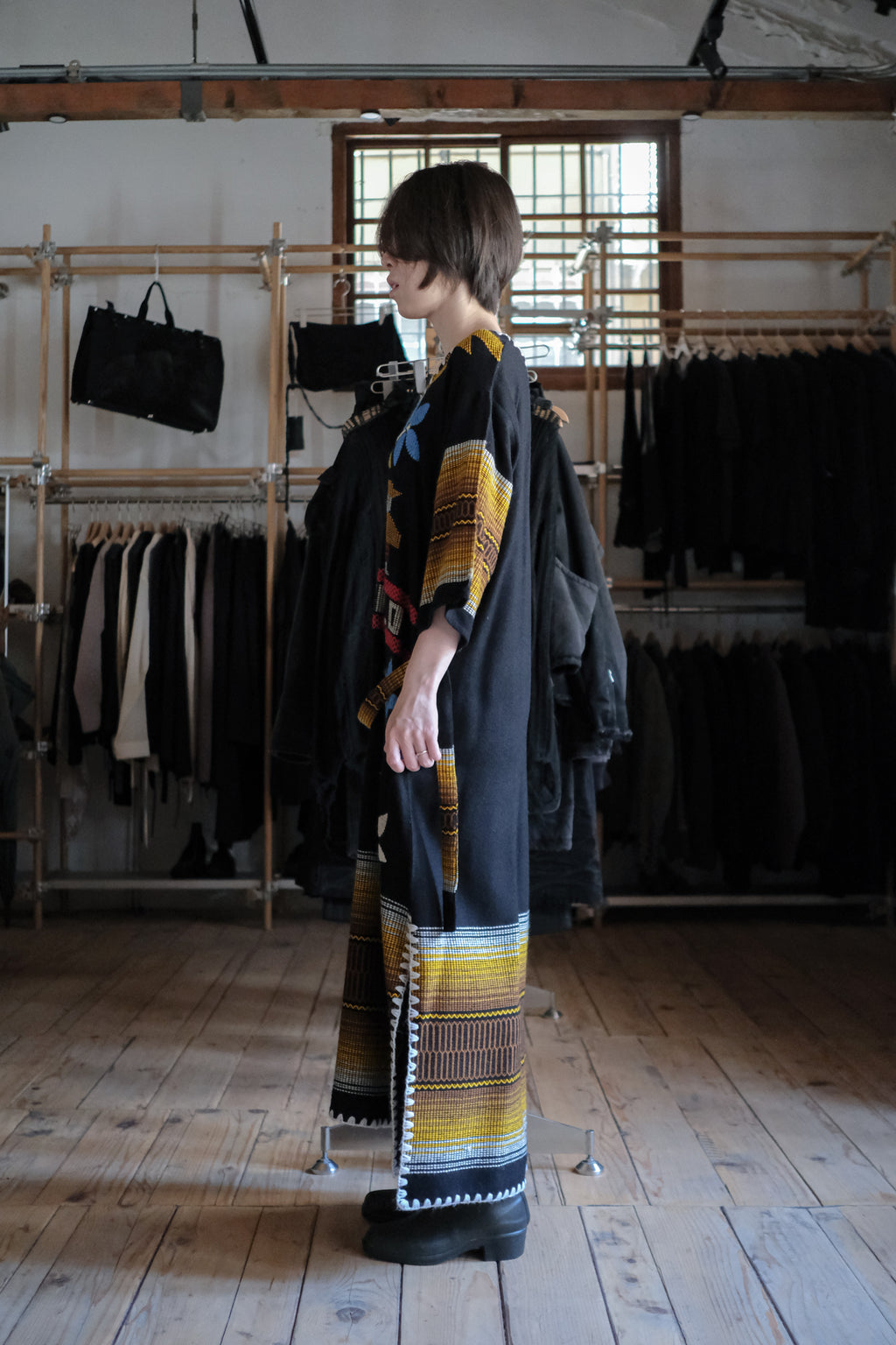 Mexican Vintage Cross-Stitch Huipil Belted Kaftan / 墨西哥古著十字繡綁帶長袍
