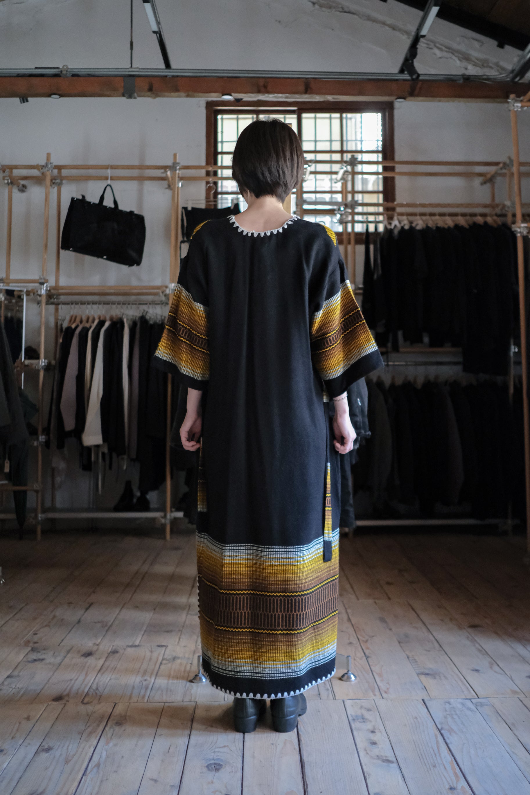 Mexican Vintage Cross-Stitch Huipil Belted Kaftan / 墨西哥古著十字繡綁帶長袍
