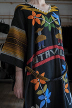 Mexican Vintage Cross-Stitch Huipil Belted Kaftan / 墨西哥古著十字繡綁帶長袍