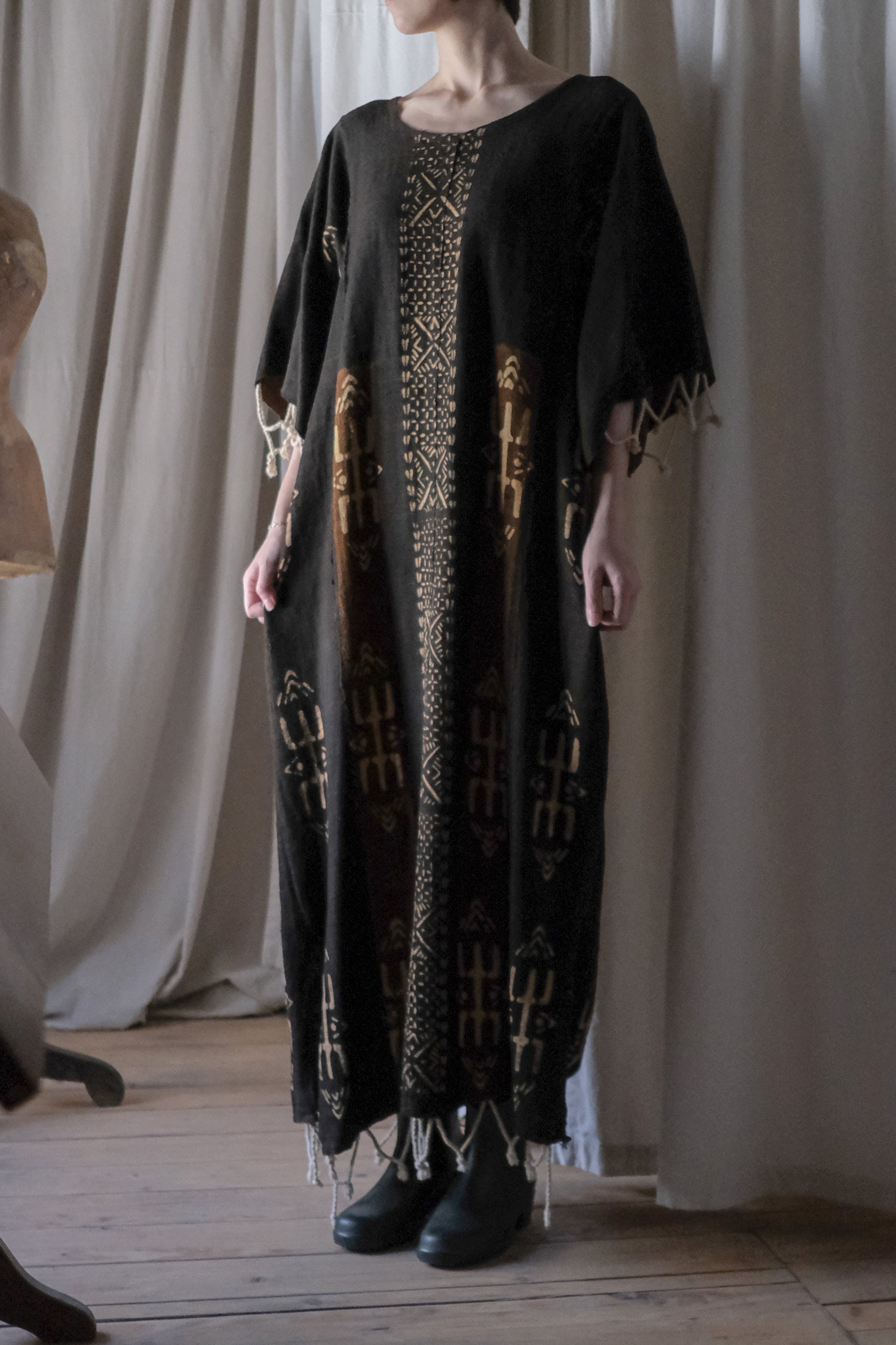African Bogolan Mud Cloth Kaftan / 非洲泥染民族長袍
