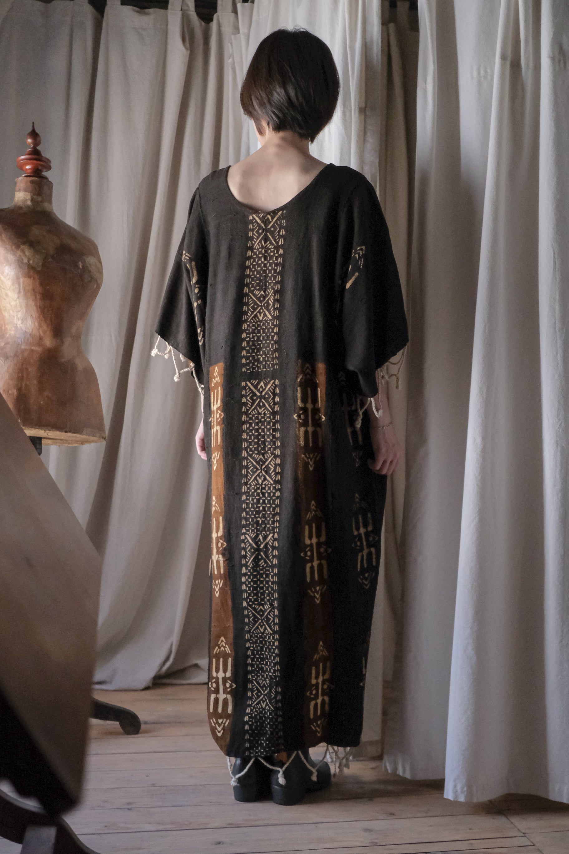 African Bogolan Mud Cloth Kaftan / 非洲泥染民族長袍