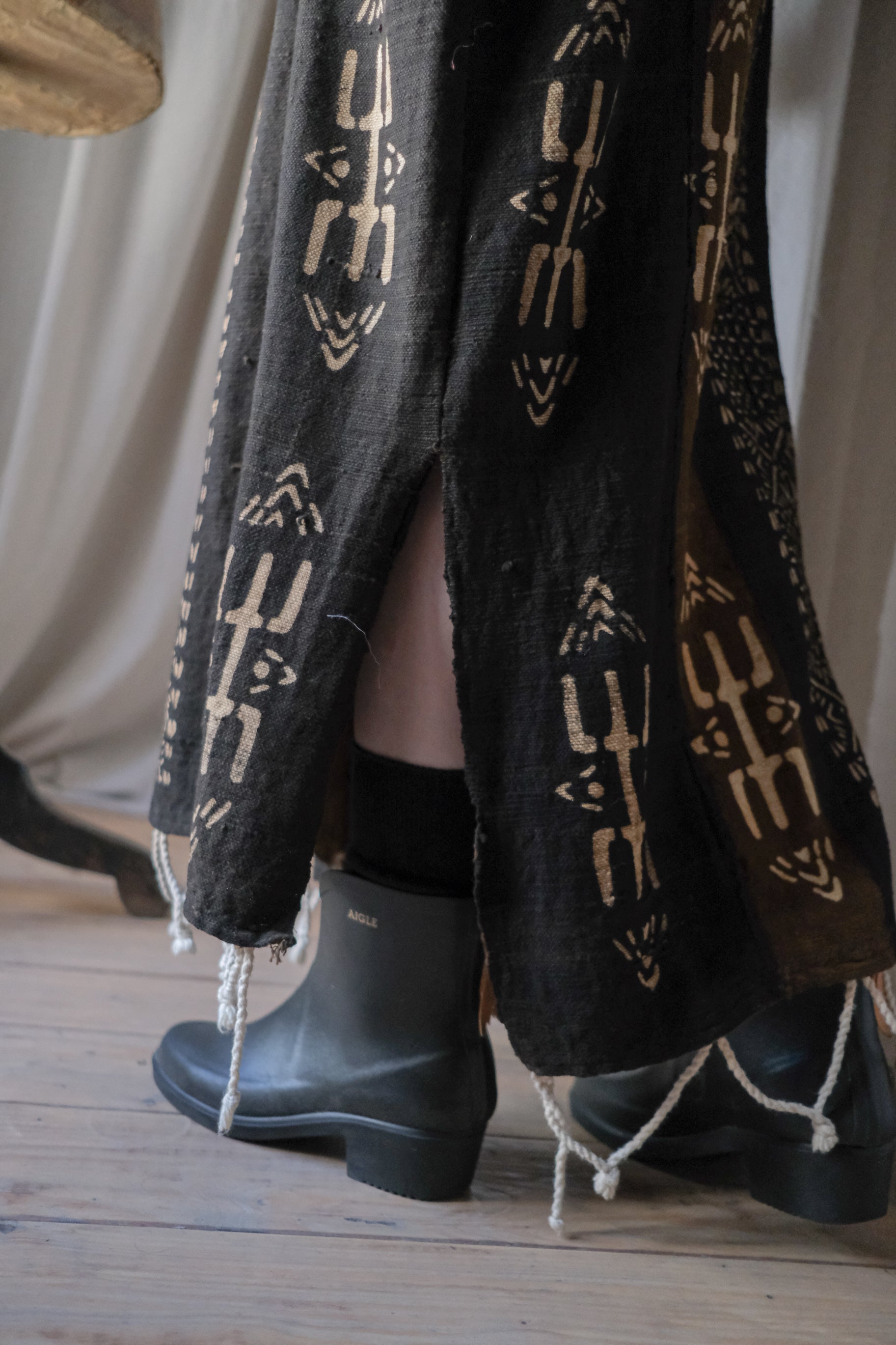 African Bogolan Mud Cloth Kaftan / 非洲泥染民族長袍
