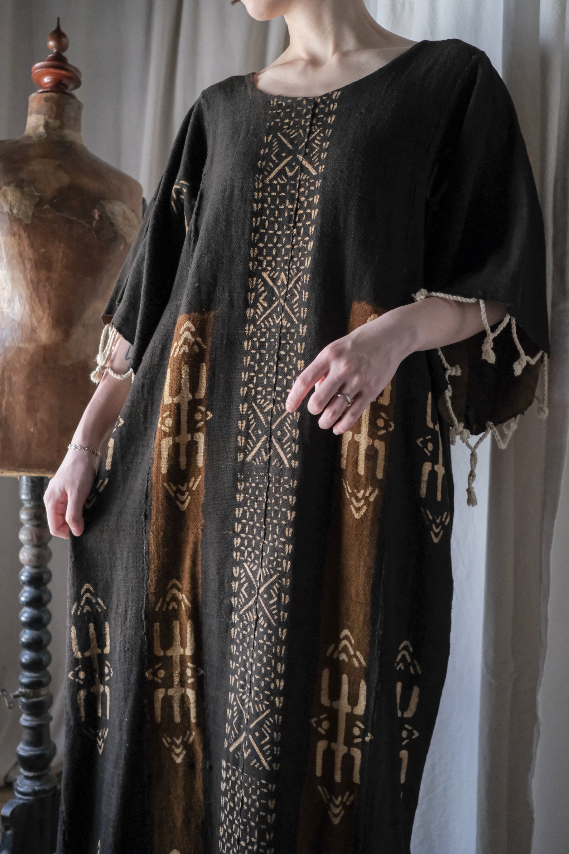 African Bogolan Mud Cloth Kaftan / 非洲泥染民族長袍