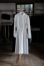 1970's Young Edwardian Collar Ladder Lace Pintuck Dress / 古著圓領梯形鏤空絎縫洋裝