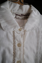 1970's Young Edwardian Collar Ladder Lace Pintuck Dress / 古著圓領梯形鏤空絎縫洋裝
