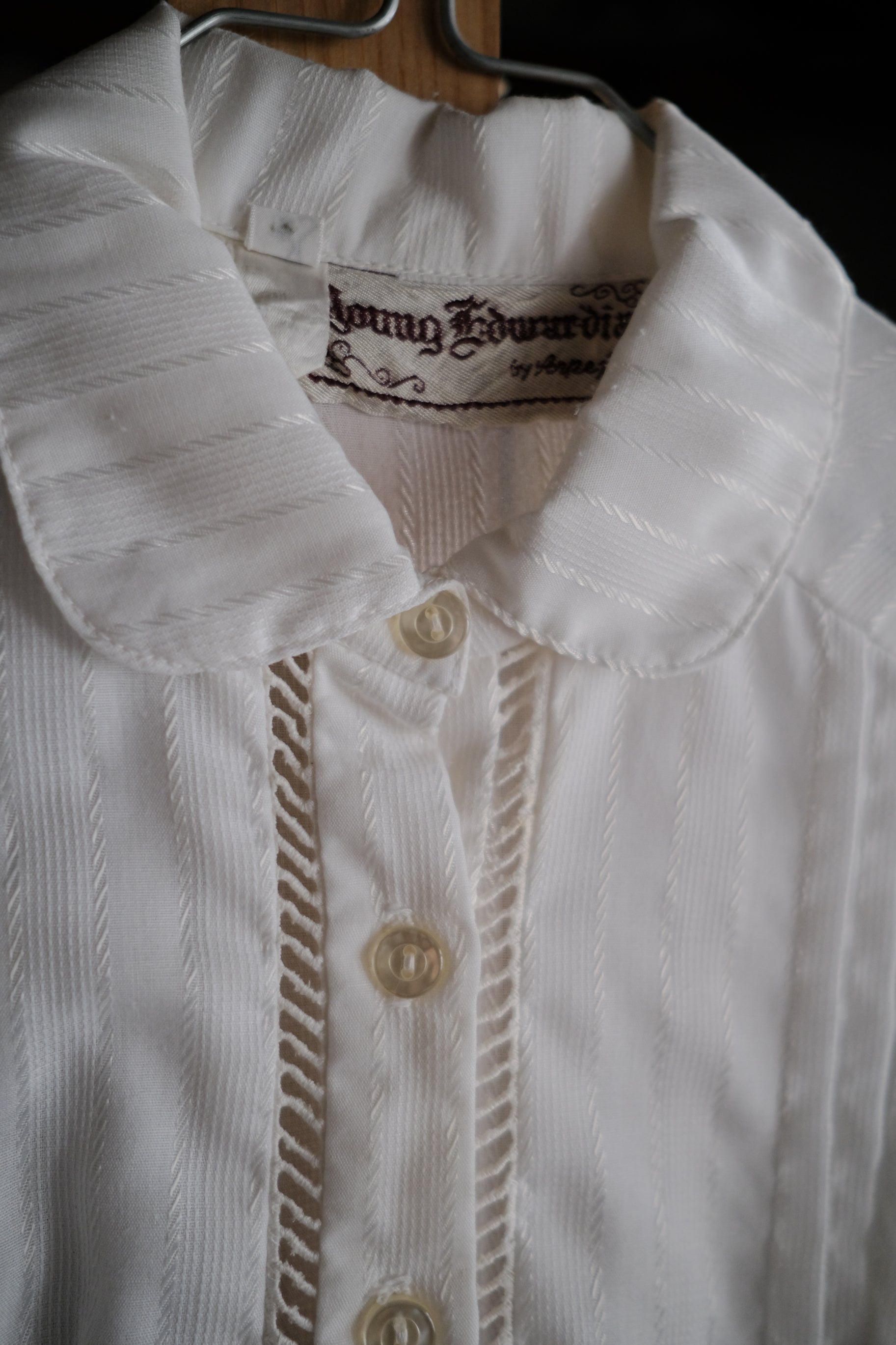 1970's Young Edwardian Collar Ladder Lace Pintuck Dress / 古著圓領梯形鏤空絎縫洋裝