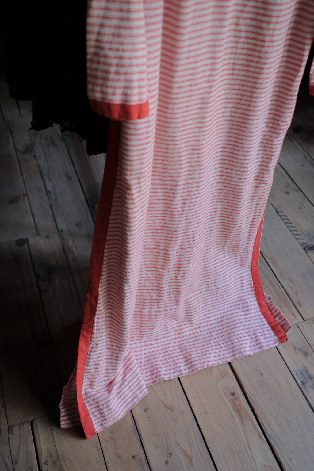 1970's Folk Embroidered Striped Column Maxi Dress / 古著民族條紋刺繡長裙