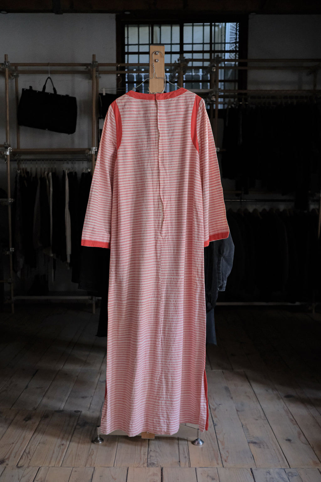 1970's Folk Embroidered Striped Column Maxi Dress / 古著民族條紋刺繡長裙