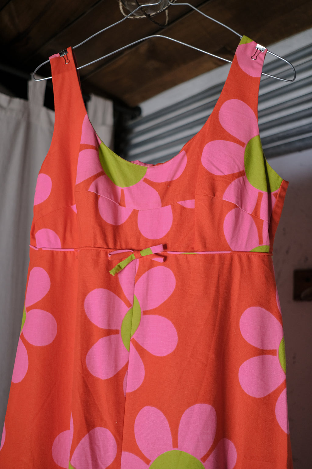1960's Vivid Color Flower Power Jump Suit / 古著撞色雛菊印花普普風連身褲