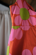 1960's Vivid Color Flower Power Jump Suit / 古著撞色雛菊印花普普風連身褲