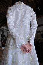 1960-1980's Dotted Jacquard Lace Cascade Gown / 古董波點蕾絲緹花長尾褶婚裙