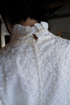 1960-1980's Dotted Jacquard Lace Cascade Gown / 古董波點蕾絲緹花長尾褶婚裙