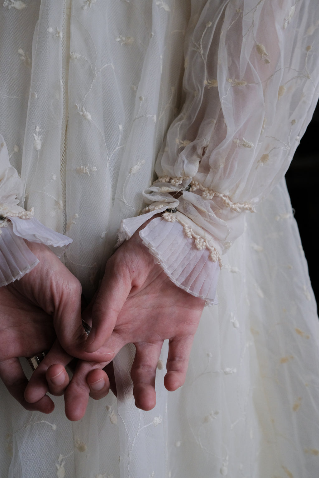 1960-1980's Lace Cloud Gauze Gown / 古董蕾絲雲紗婚裙