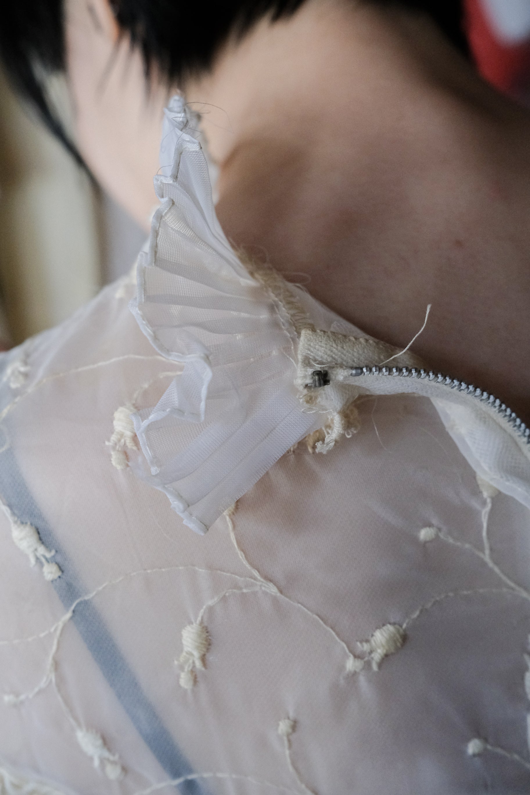 1960-1980's Lace Cloud Gauze Gown / 古董蕾絲雲紗婚裙
