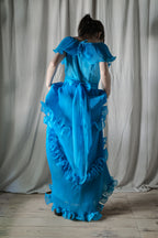 1970's Europe Ruffled Maxi Dress / 海洋女神波浪洋裝