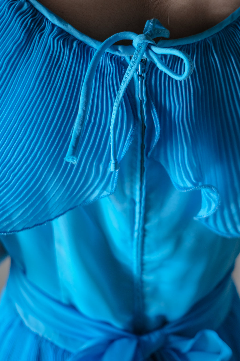 1970's Europe Ruffled Maxi Dress / 海洋女神波浪洋裝
