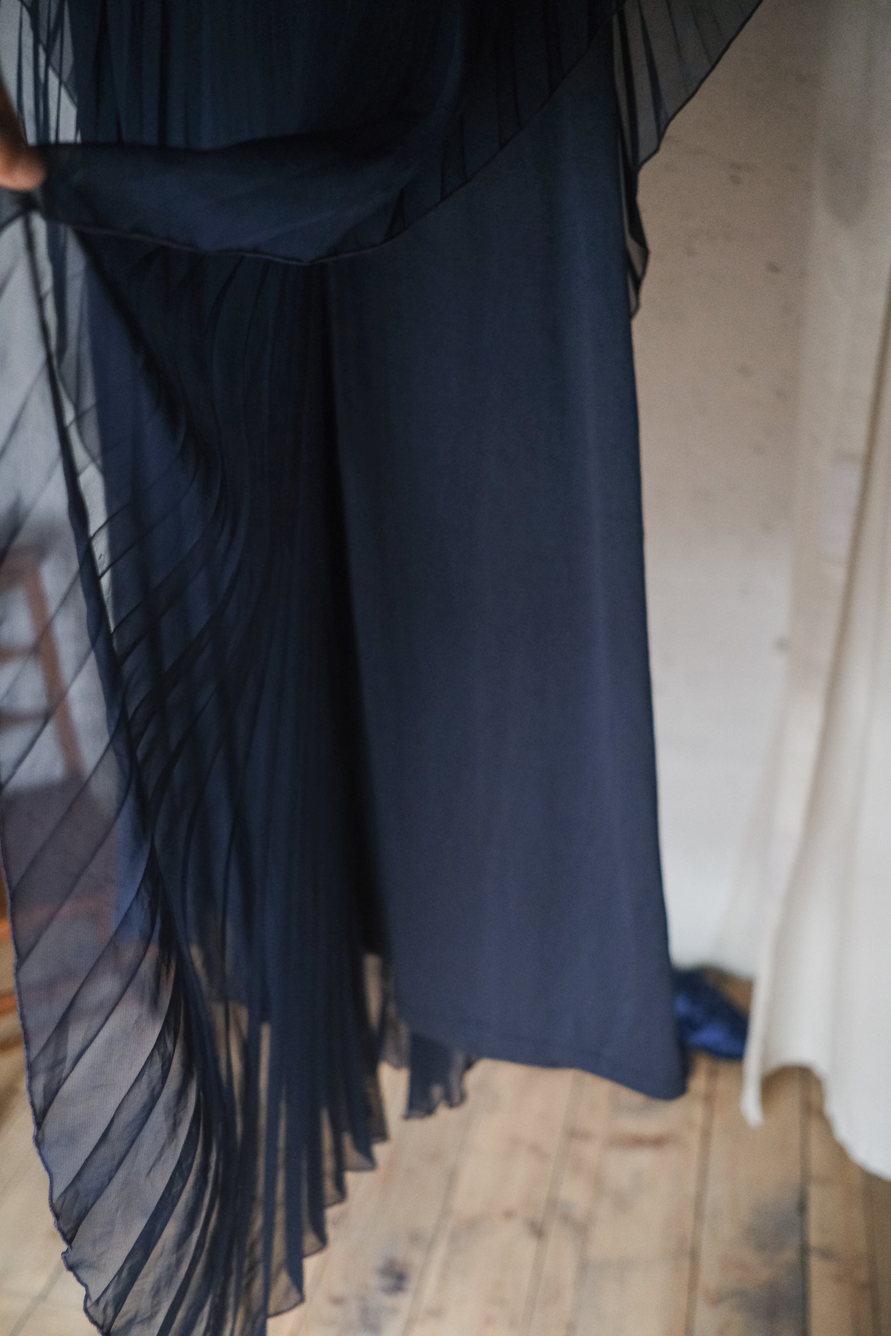 Vintage Pleated Kaftan Dress / 古著百折長袍洋裝