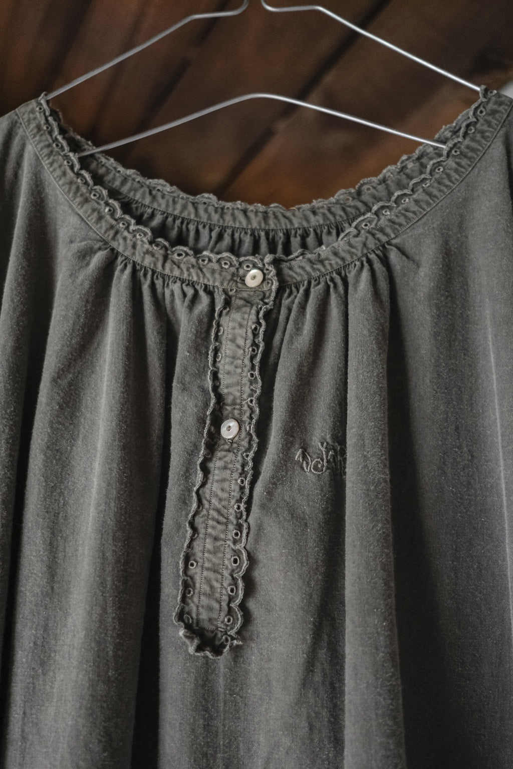 "Rework" Europe Vintage Cotton Linen Night Dress Over Dyed
