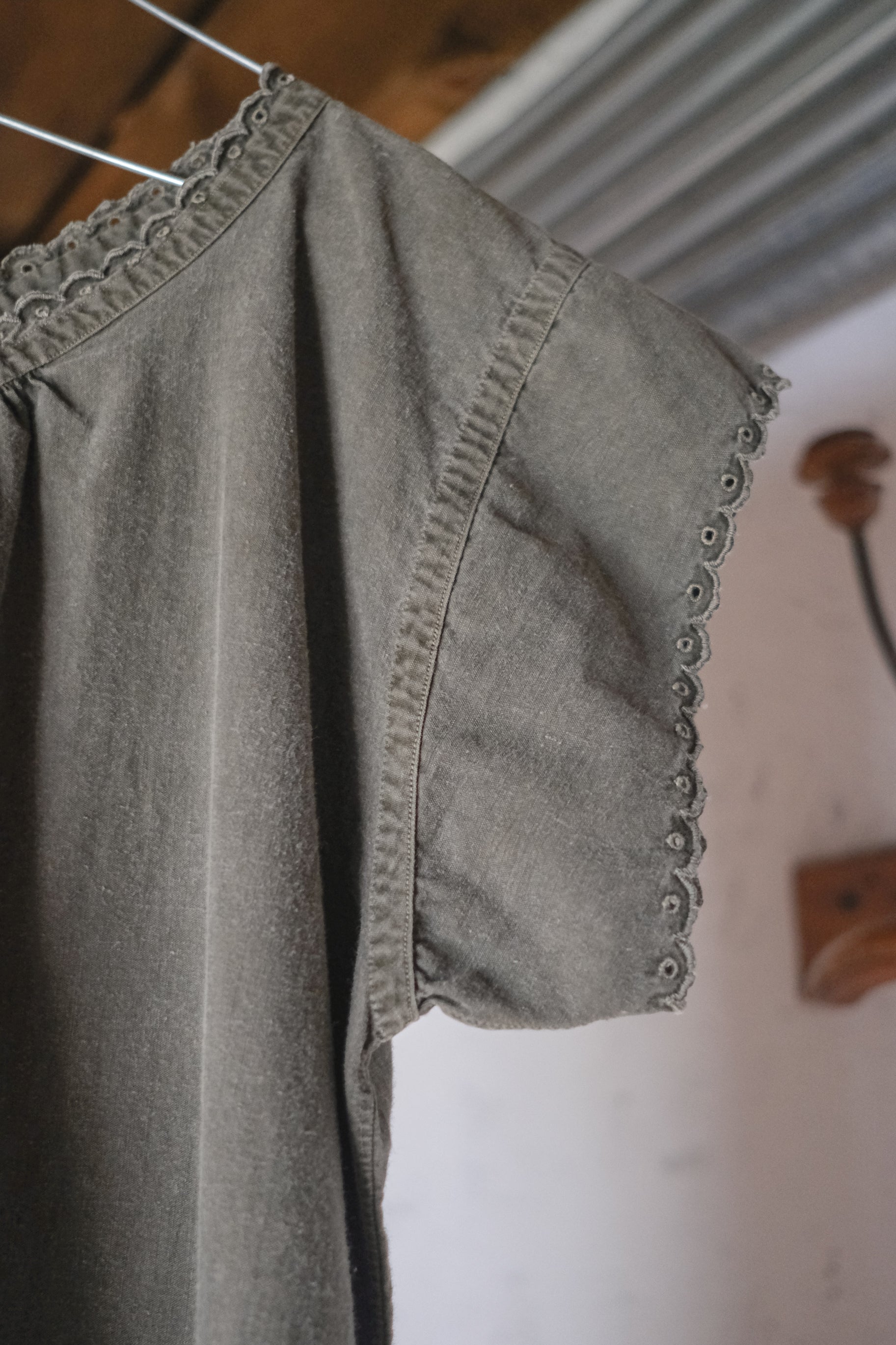 "Rework" Europe Vintage Cotton Linen Night Dress Over Dyed