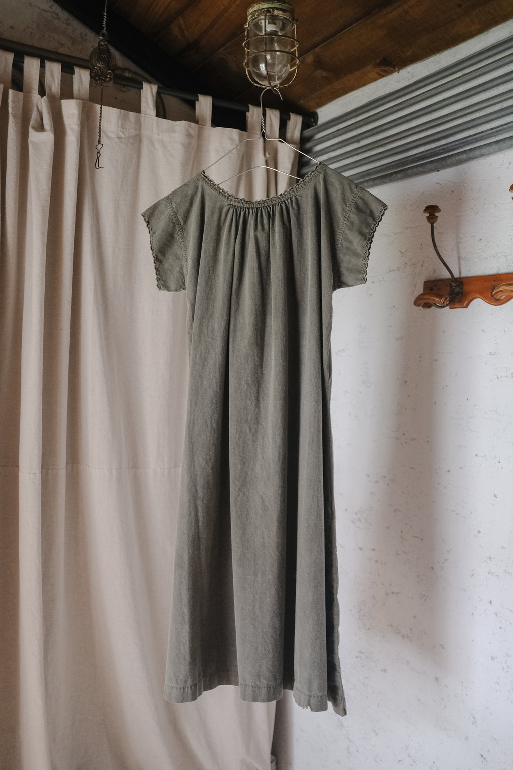 "Rework" Europe Vintage Cotton Linen Night Dress Over Dyed