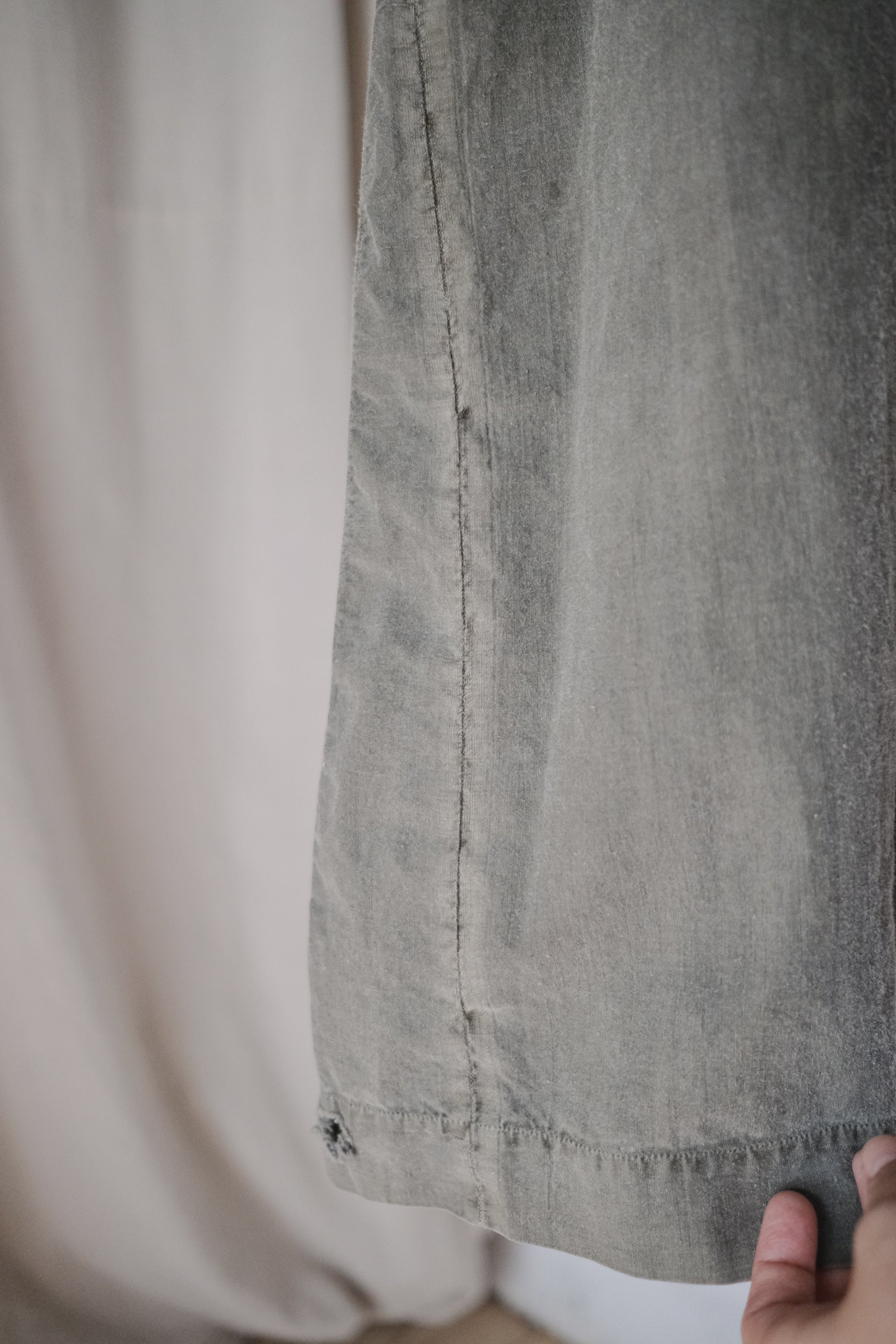 "Rework" Europe Vintage Cotton Linen Night Dress Over Dyed