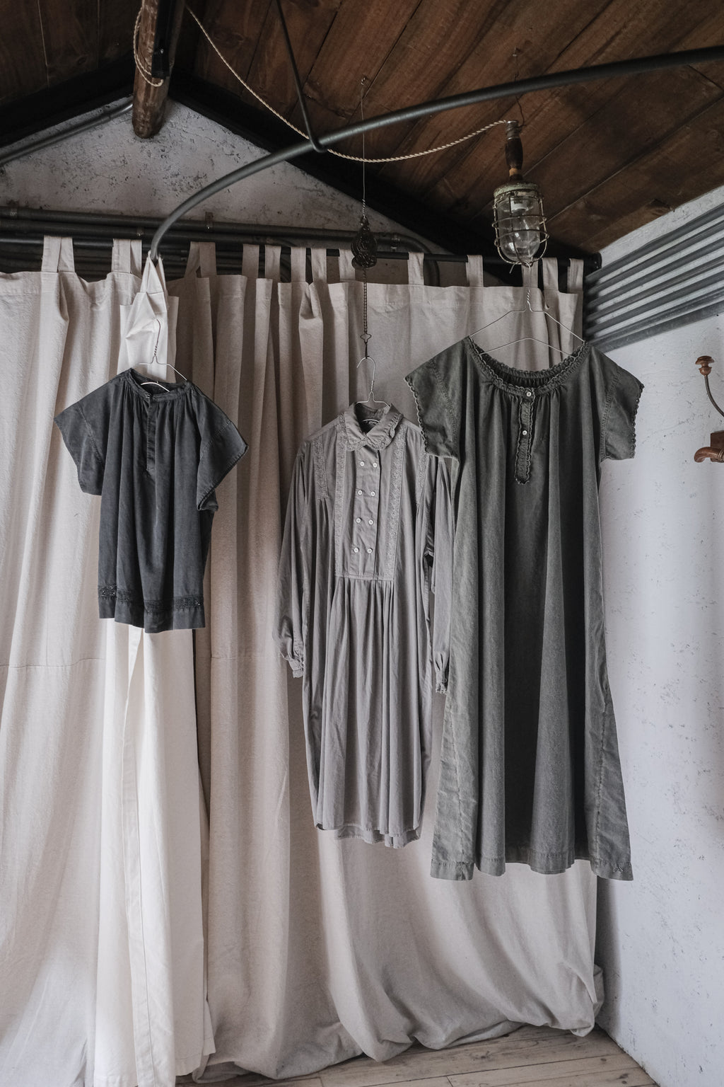 "Rework" Europe Vintage Cotton Linen Night Dress Over Dyed