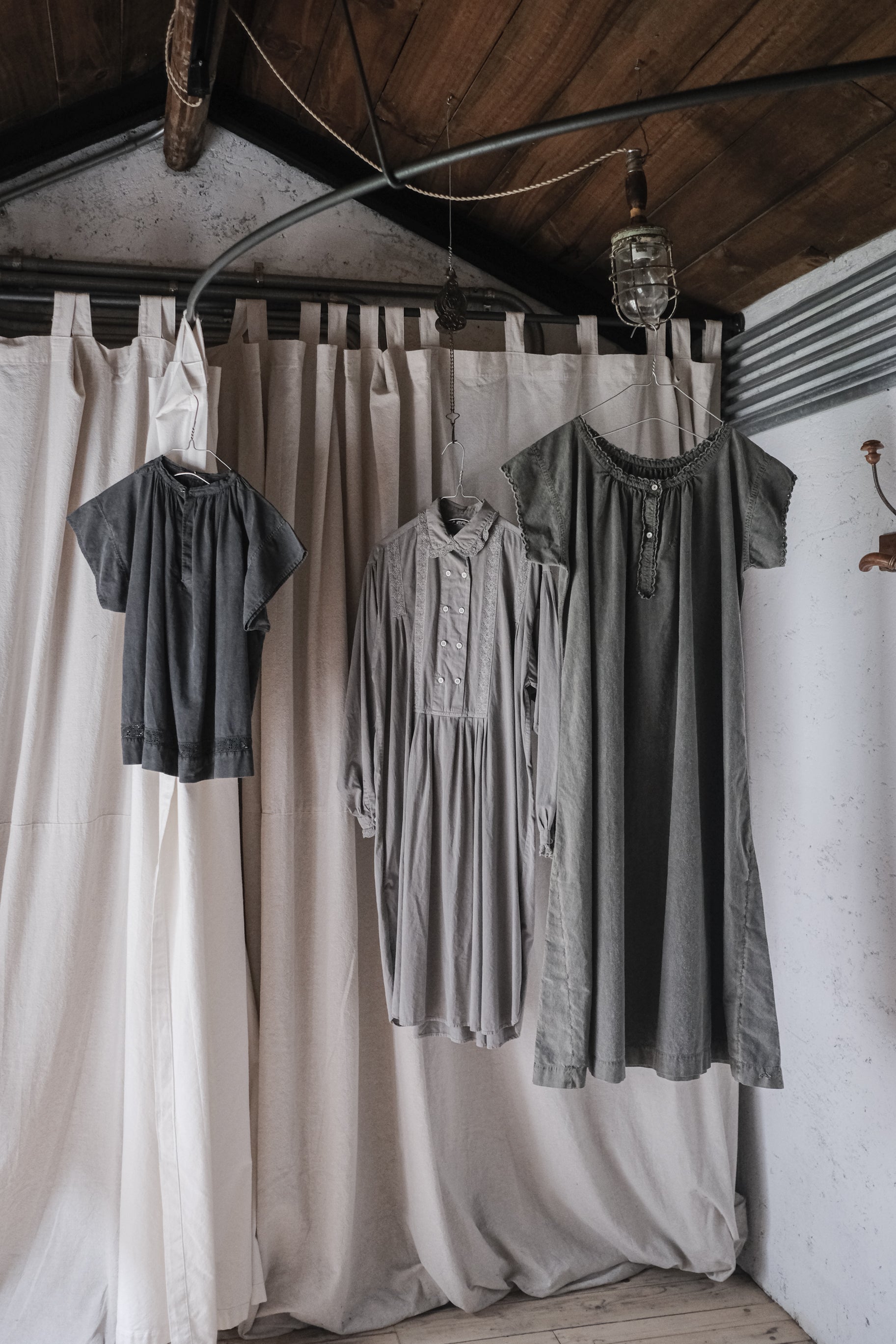"Rework" Europe Vintage Cotton Linen Night Dress Over Dyed