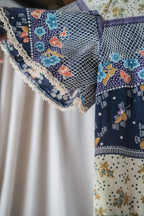 Vintage V-Neck Diagonal Striped Floral Prairie Maxi