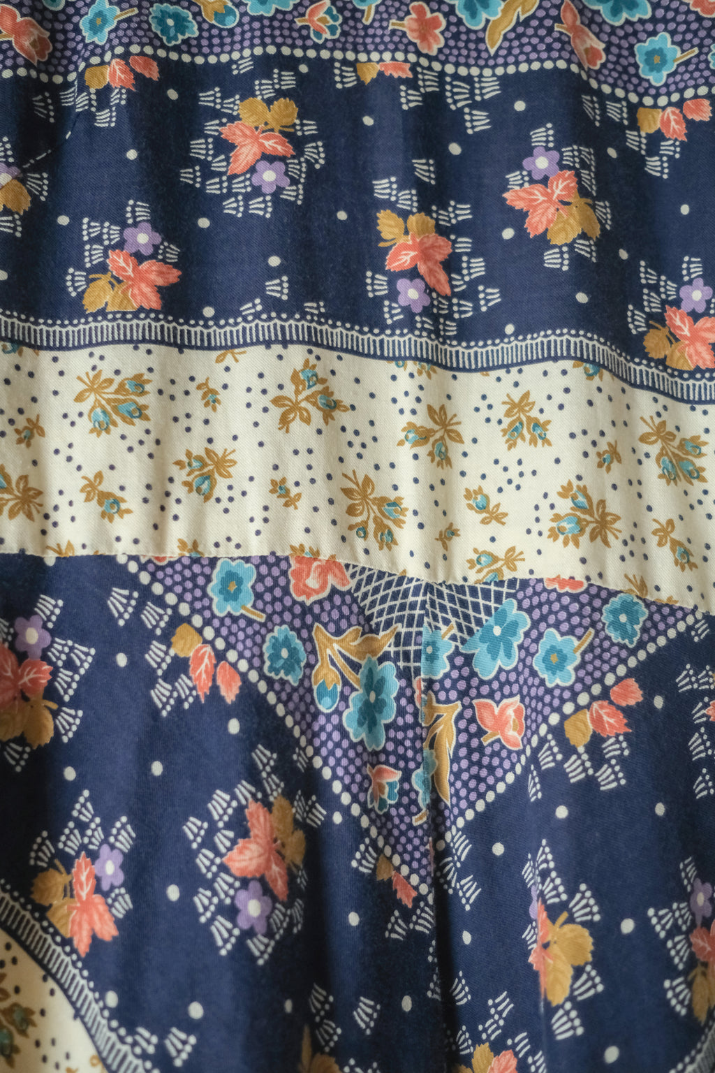 Vintage V-Neck Diagonal Striped Floral Prairie Maxi
