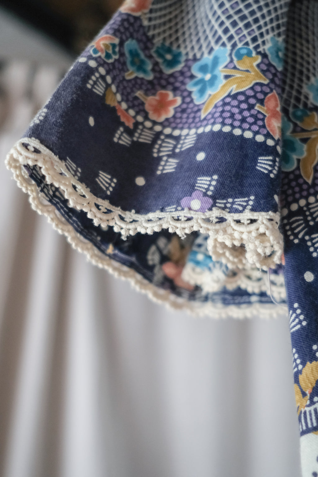 Vintage V-Neck Diagonal Striped Floral Prairie Maxi