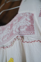 Vintage Guatemalan Embroidered Butterfly & Floral Dress