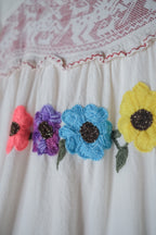 Vintage Guatemalan Embroidered Butterfly & Floral Dress
