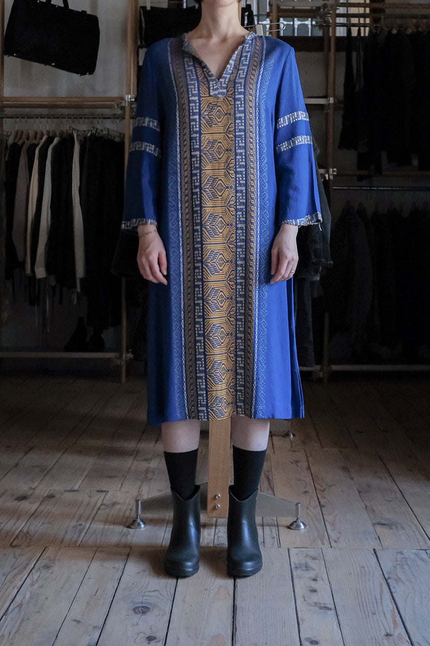 1970's Greek Yannis G. Nikou Hand Woven Kaftan / 希臘古著手工織纹圖騰長袍