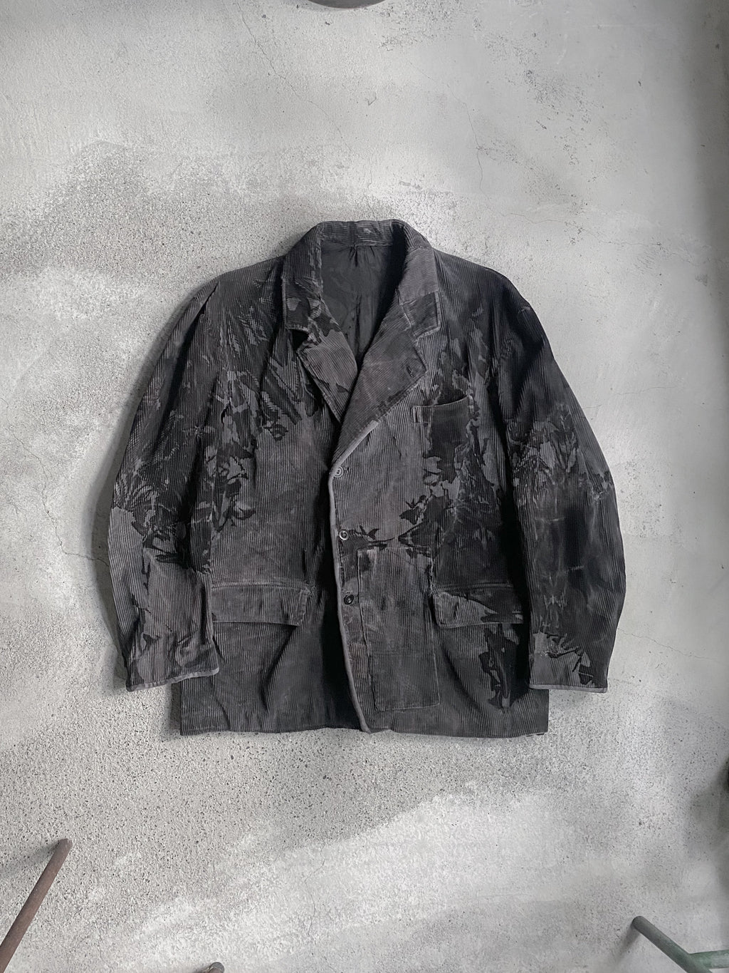 1950's French Coutil Farmer Coat w/ Botanical Overdyed / 植物後染法國農夫外套