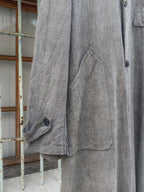 1940's French Salt & Pepper Coat V-pocket Large Collar / 法國椒鹽布工作大衣