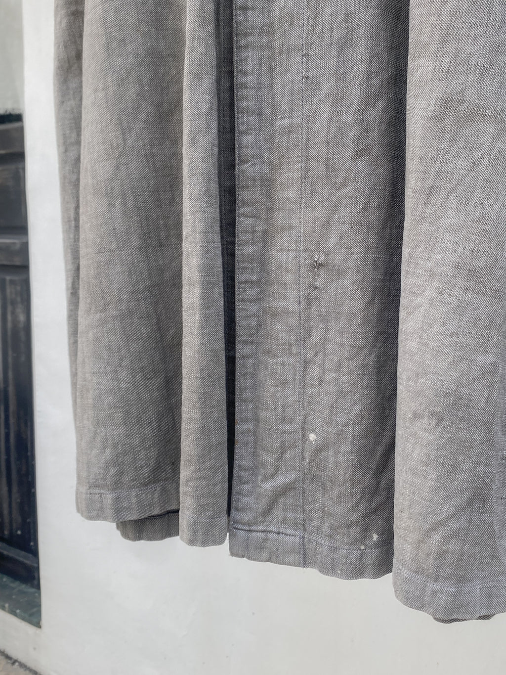 1940's French Salt & Pepper Coat V-pocket Large Collar / 法國椒鹽布工作大衣